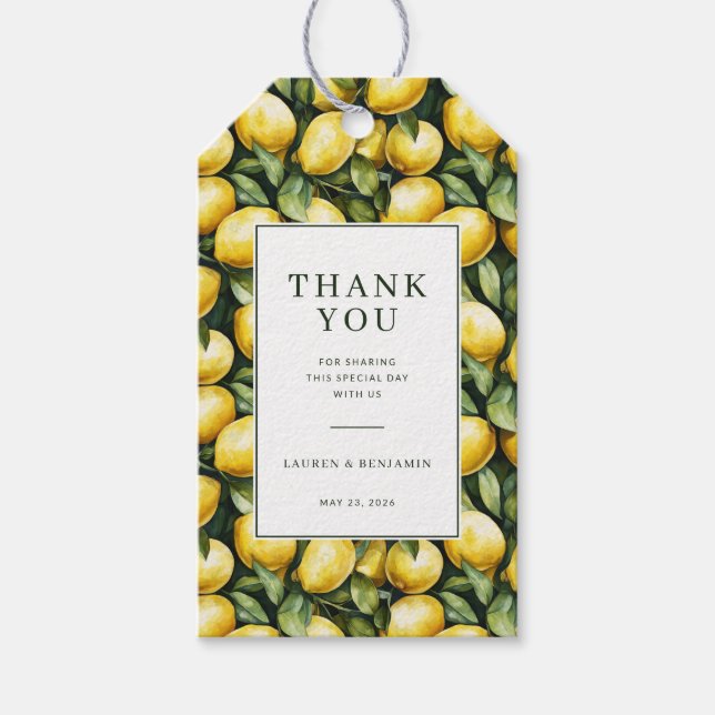 Étiquettes-cadeau Sunny Lemon Mariage (Devant)
