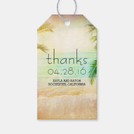 Étiquettes-cadeau Sunset Beach Palms Mariage Merci