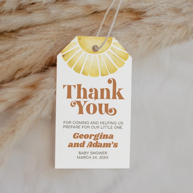 Étiquettes-cadeau Sunshine Boho Baby shower Retro Merci Favor (Créateur téléchargé)