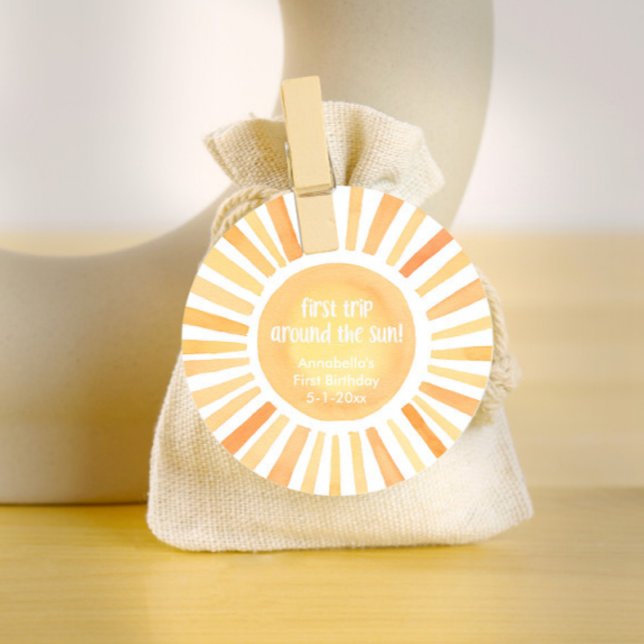 Étiquettes Cadeau Sunshine gender neutre 1ère fête d'anniversaire (Créateur téléchargé)