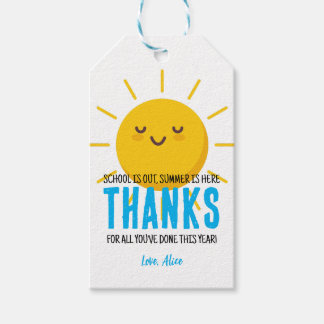 Étiquettes-cadeau Sunshine Merci, Appréciation de l'enseignant d'été