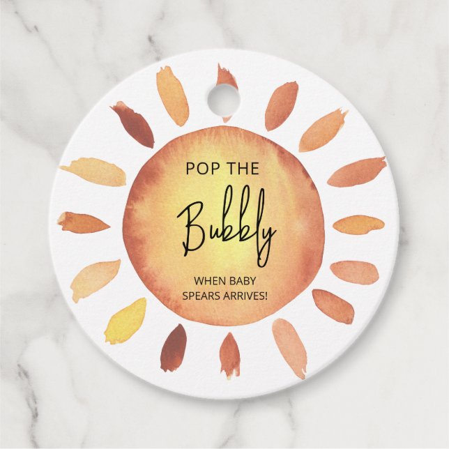 Étiquettes Cadeau Sunshine Pop the bubly (Devant)
