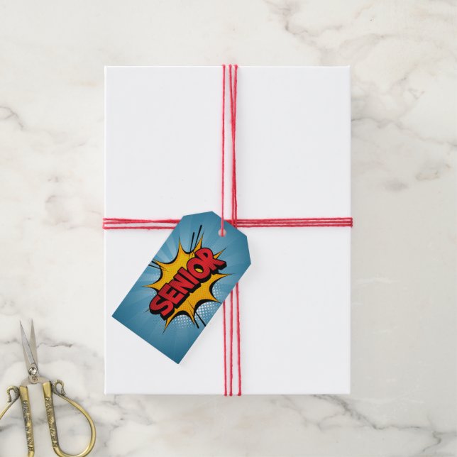 Étiquettes-cadeau Super Hero Senior (With Twine)