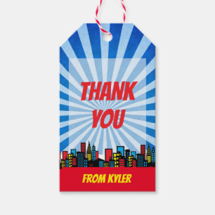 Étiquettes-cadeau Super Héros Merci