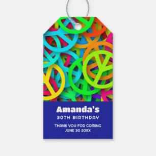 Étiquettes-cadeau Super Peace Signes Rainbow Motif fête d'anniversai
