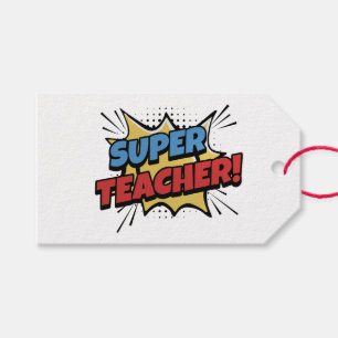 Étiquettes-cadeau Super Professeur Style Bande Dessinée