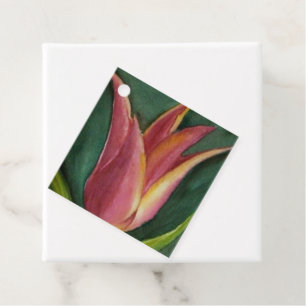 Étiquettes Cadeau Superbe Tulipe rouge orange