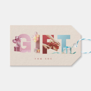 Étiquettes-cadeau Superposition de typographie photo Cadeau Élégant