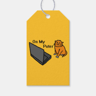 Étiquettes-cadeau Sur Mon Ordinateur Drôle Chat Orange Mème