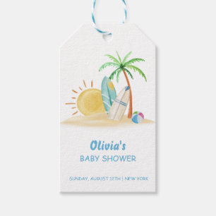 Étiquettes-cadeau Surbord Sunshine Beach Palm Tree Baby shower
