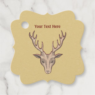 Étiquettes Cadeau Surreal Brown Cerf Tête Rouge Outlers Tan