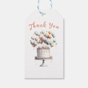 Étiquettes-cadeau Surréaliste, ballons et Merci de gâteau d'annivers