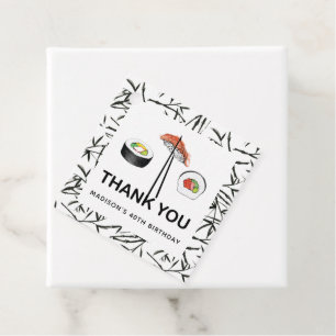 Étiquettes Cadeau Sushi Anniversaire Personnalisé Noir Blanc