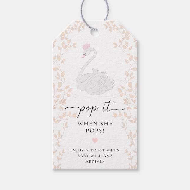 Étiquettes-cadeau Swan Princess Pop It When She Pops Favoriser (Devant)