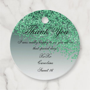 Étiquettes Cadeau Sweet 16 Chute Parties scintillant verte personnal