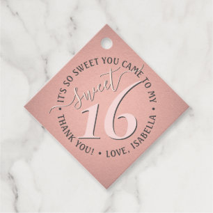 Étiquettes Cadeau Sweet 16e anniversaire Elégant Merci rose