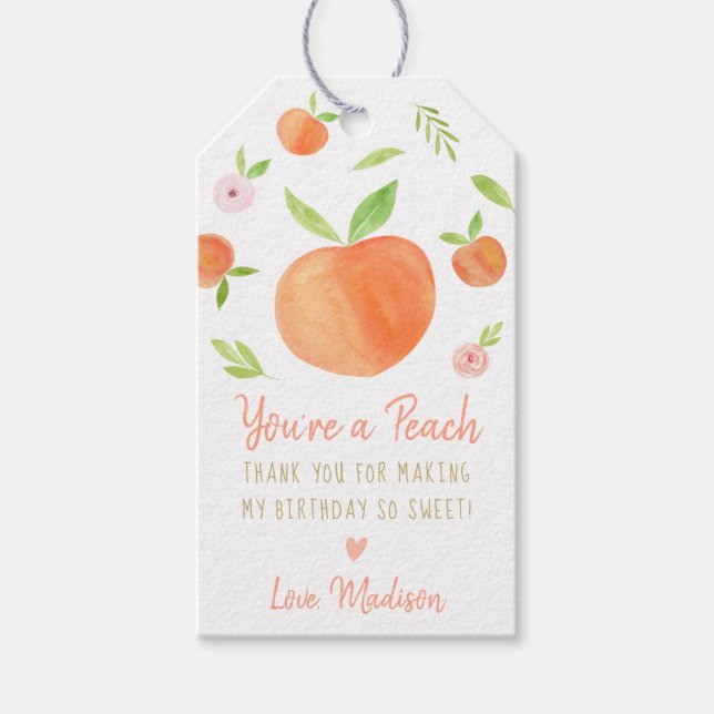 Étiquettes-cadeau Sweet As A Peach Anniversaire (Devant)