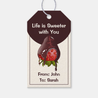 Étiquettes-cadeau Sweet Chocolate Dip Strawberry Anniversary Cream