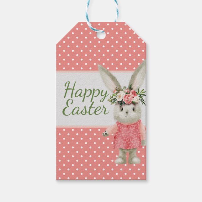 Étiquettes-cadeau Sweet Girl Bunny Pâques rose (Devant)