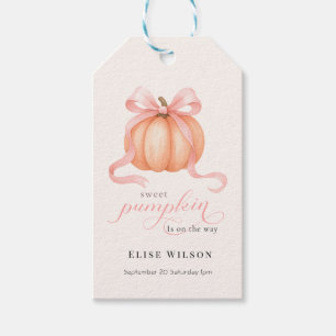 Étiquettes-cadeau Sweet Little citrouille rose arc est en chemin