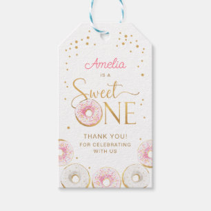 Étiquettes-cadeau Sweet One Rose Gold Donuts Anniversaire