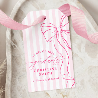 Étiquettes-cadeau Sweet Pink Stripes Graduate Favor Tag