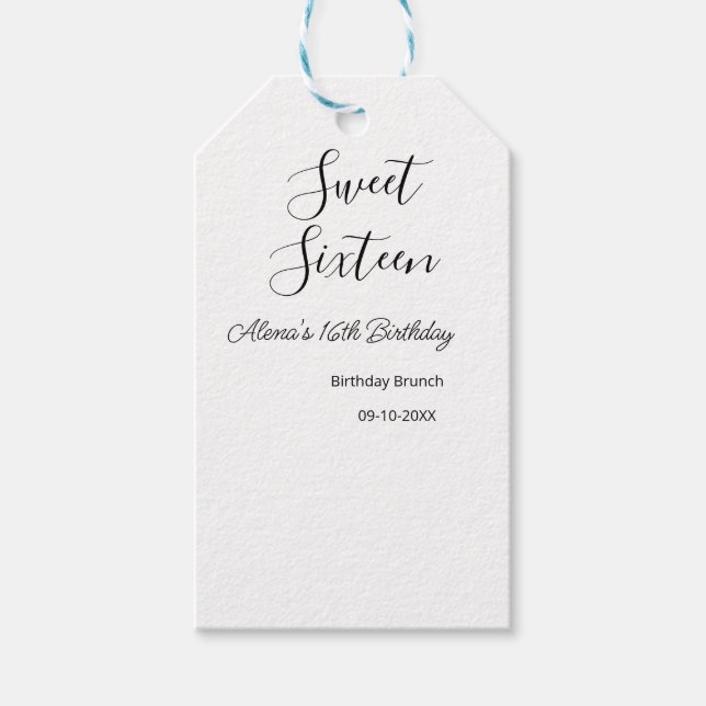 Étiquettes-cadeau Sweet sixteen anniversaire brunch 16e anniversaire (Devant)