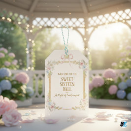 Étiquettes-cadeau Sweet Sixteen Ball Elegant Floral Bow 