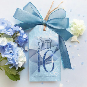 Étiquettes-cadeau Sweet sixteen bleu à percussion ID652
