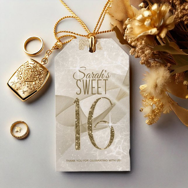 Étiquettes-cadeau Sweet sixteen d'éclaboussures Gold ID652 (Créateur téléchargé)