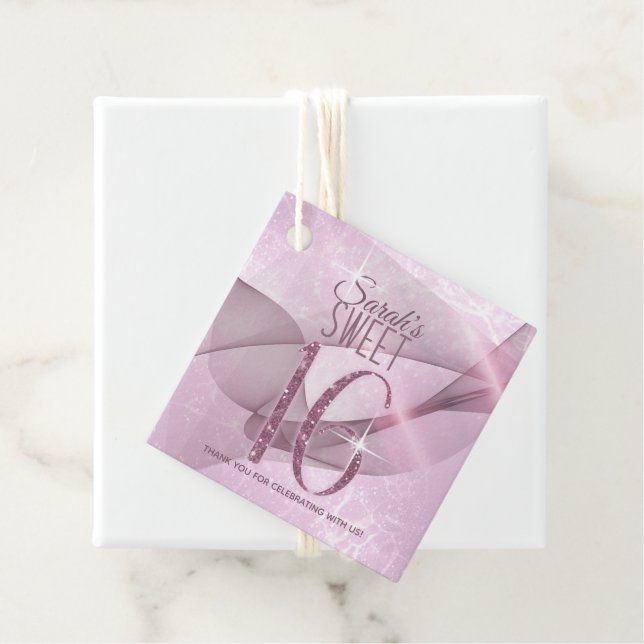 Étiquettes Cadeau Sweet sixteen  étincelant ID652 rose orchidée (En situation)