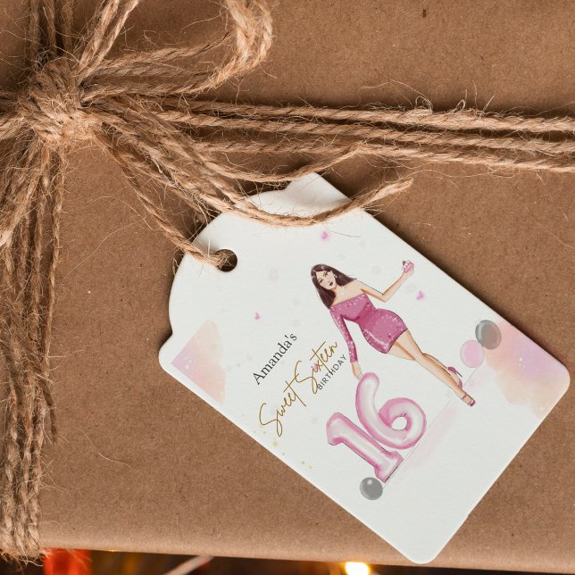 Étiquettes-cadeau sweet sixteen, joyeux 16ème anniversaire, (Créateur téléchargé)