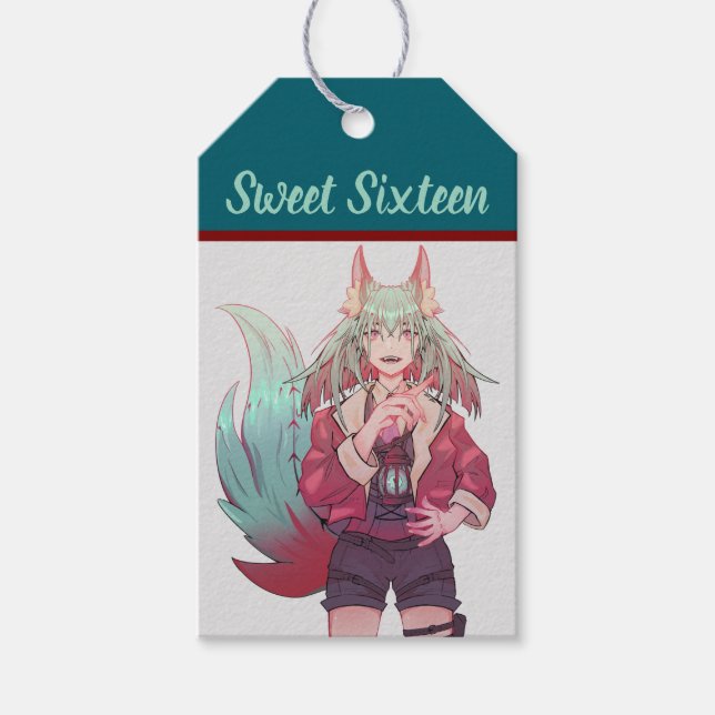 Étiquettes-cadeau Sweet sixteen VTuber, anime (Devant)