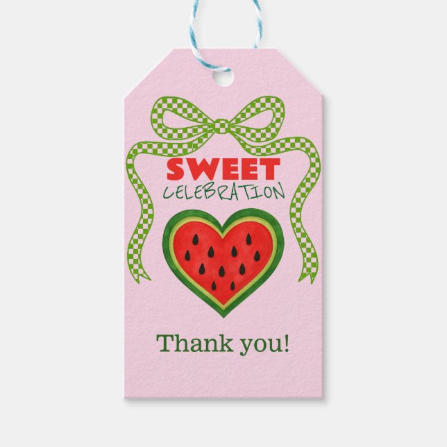 Étiquettes-cadeau Sweet Watermelon Ribbon Été Invitation (Devant)