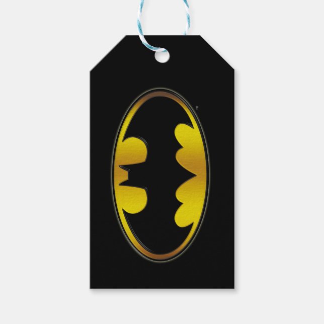 Étiquettes-cadeau Symbole Batman | Logo de dégradé ovale (Devant)