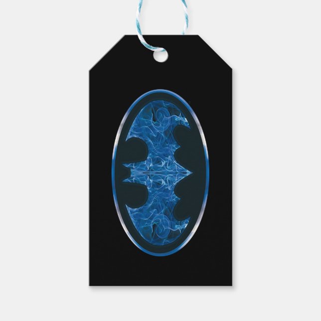 Étiquettes-cadeau Symbole de chauve-souris à fumée bleue (Devant)