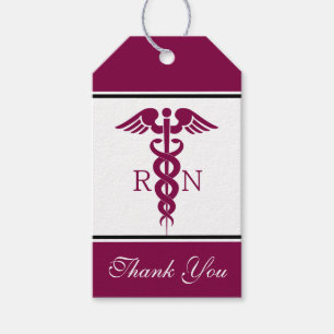 Étiquettes-cadeau Symbole de la RN infirmière autorisée Simple Red C