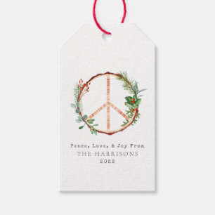 Étiquettes-cadeau SYMBOLE DE PAIX Rustique Noël