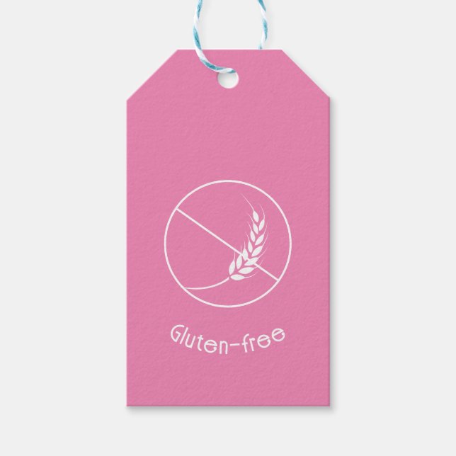 Étiquettes-cadeau Symbole sans gluten Pretty Rose Blanc (Devant)