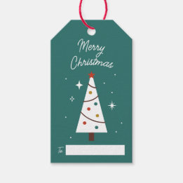 Étiquettes-cadeau Sympa sapin de Noël Turquoise personnalisable