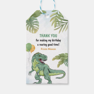 Étiquettes-cadeau T-Rex Dinosaur Verdure Anniversaire Merci Cadeau