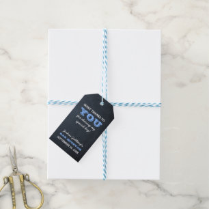 Étiquettes-cadeau Tableau noir Barre bleue Mitzvah Merci