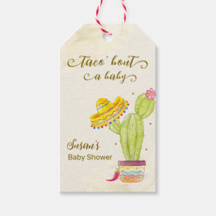 Étiquettes-cadeau Taco 'Bout A Baby Watercolor Baby shower Cactus