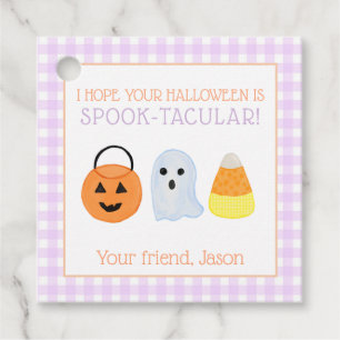 Étiquettes Cadeau Tactique Éffrayante d'Halloween violet Spook