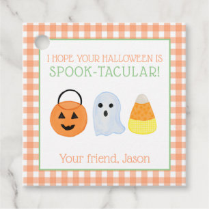Étiquettes Cadeau Tactique Orange Spook Halloween Éffrayant Trick Tr