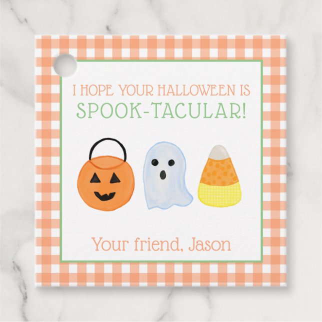 Étiquettes Cadeau Tactique Orange Spook Halloween Éffrayant Trick Tr (Devant)