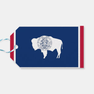 Étiquettes-cadeau Tag cadeau avec le drapeau de l'État du Wyoming, É
