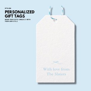 Étiquettes-cadeau Tag cadeau bleu pâle minimaliste avec cordon
