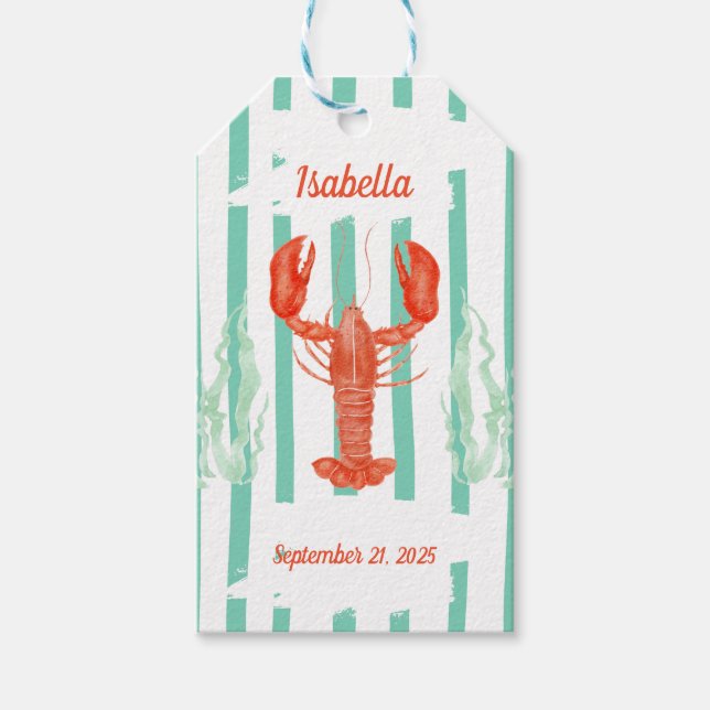 Étiquettes-cadeau Tag cadeau de la fête de la boule de homard - Rust (Devant)