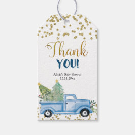 Étiquettes-cadeau Tag cadeau de la forêt de Camions Bleus d'hiver Fa